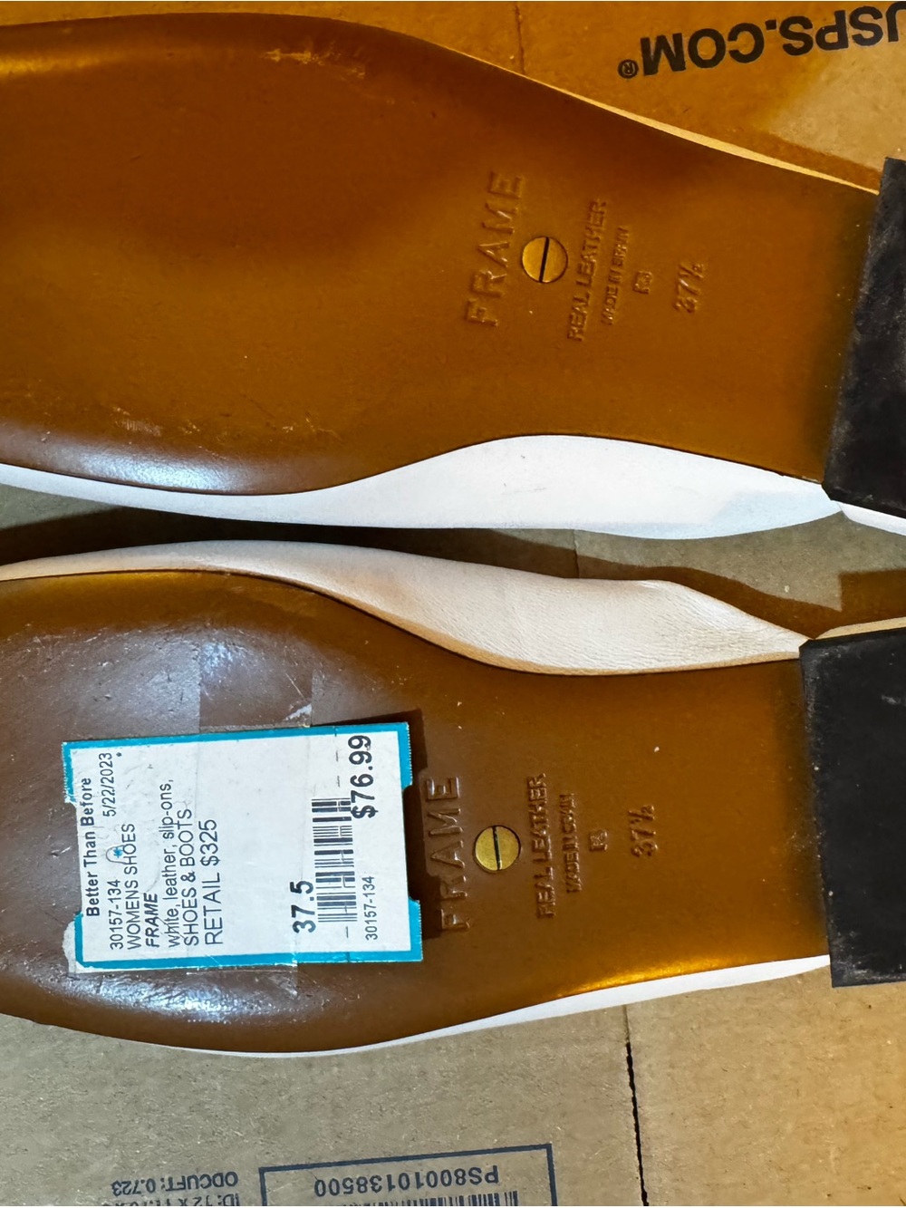 Frame White Square-Toe Leather Mules - Picture 3 of 4